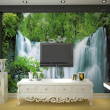 客厅大型山水风景瀑布墙纸定制壁画3d立体卧室沙发电视背景墙装饰
