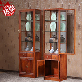 实木珠宝展示柜 中式仿古红木玻璃柜花梨 茶叶陈列柜单门柜高柜