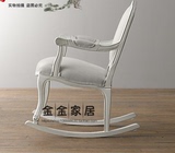 定制美式乡村单人椅法式沙发椅扶手摇摇椅实木沙发橡木样板间家具