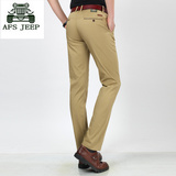 AFSJEEP战地吉普中青年男士时尚宽松纯棉修身薄款简约纯色休闲裤