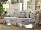 外贸出口美式实木沙发欧式仿古白做旧客厅组合布艺沙发法式家具