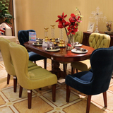 欧式餐桌简约实木雕刻椭圆形餐台美式1.6米餐桌椅组合1.8米大饭桌