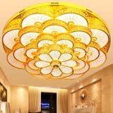 家装主材水晶吸顶灯客厅现代简约金色圆花瓣形玻璃花纹贴片LED