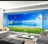 无缝3D3D瓷砖地中海主题大型壁画客厅电视沙发墙纸酒店宾馆壁纸