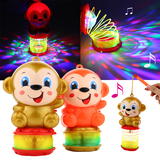 新品 猴子发光灯笼彩虹圈电动音乐满天星儿童小玩具地摊货源批发
