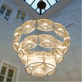 现代简约玻璃水晶棒餐吊灯客厅酒店大三层圆形水晶吊灯创意设计灯