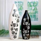 景德镇简约现代陶瓷家居装饰品客厅摆件工艺经典抽象黑白艺术花瓶