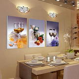 简约现代餐厅装饰画厨房饭厅壁画无框挂画酒杯三联画水晶画墙壁画
