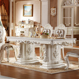 欧式餐桌实木雕花餐桌椅组合1.8米大理石长方桌高档餐厅餐台包邮