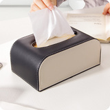 欧式简约皮质纸巾盒 客厅餐巾纸收纳盒抽纸盒 创意家用车用纸抽盒