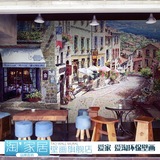 欧式浪漫油画小镇地中海大型壁画无缝墙纸餐厅休闲吧咖啡厅壁纸
