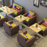 茶餐厅主题沙发组合咖啡厅桌椅 甜品店皮布艺卡座奶茶店西餐厅桌