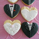 结婚礼物/ 婚礼甜品桌 喜糖喜饼/ 新郎新娘礼服款 创意翻糖饼干