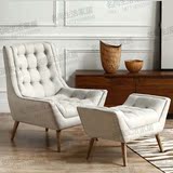 新款北欧布艺沙发椅小户型创意实木单人沙发现代简约舒适休闲沙发