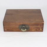 包邮带锁大号zakka收纳盒实木质复古日记档案盒木盒子工具储物盒