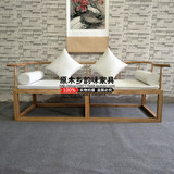 新中式罗汉床老榆木免漆家具禅意茶楼会所大沙发纯实木床榻茶桌椅
