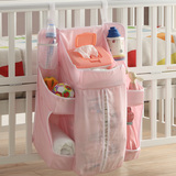 雅客集新款婴儿床挂袋新生儿用品宝宝收纳袋尿布袋粉立体床头挂袋