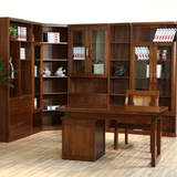 高档家具核胡桃木实木书桌电脑桌现代中式办公桌转角书柜实木家具