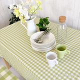 田园桌布布艺 高档色织餐桌布 嫩绿色小格子茶几布 台布 盖布