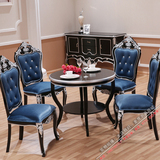 欧式新古典实木售楼处洽谈桌椅组合一桌四椅圆形餐桌售楼部小圆桌