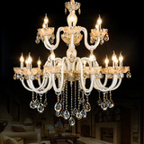 欧式吊灯客厅灯现代奢华蜡烛水晶吊灯浪漫卧室餐厅灯香槟金灯饰