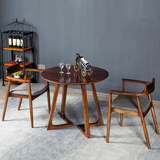 北欧宜家实木圆形餐桌欧式大圆桌简约小茶几创意个性咖啡厅洽谈桌