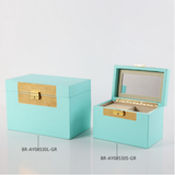 现代简约皮革中式小清新带锁首饰品盒收纳盒珠宝盒衣柜梳妆台摆件