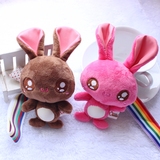 包邮韩版可爱创意小兔子汽车钥匙圈钥匙扣环毛绒挂件女毛绒玩具