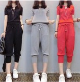 2016夏加肥加大码女装显瘦套装新款韩版中长款印花无袖收腰两件套