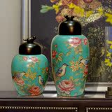 美式乡村风格手绘陶瓷花瓶摆件时尚创意家居茶几电视柜装饰品摆设