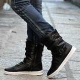 冬季新款韩版潮流男靴英伦中筒马丁靴内增高男鞋高帮个性男士靴子