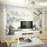 新中式现代简约墙纸客厅办公室书房壁画水墨山水电视沙发背景墙布