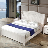 高档橡木床实木床1.5米1.8米纯白色卧室婚床双人床高箱储物床大床