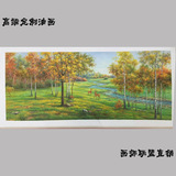 重庆纯手绘欧式别墅客厅古典山水风景油画定制 长横幅 包邮带框