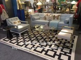 简欧风格客厅卧室样板房地毯定制 现代简约几何软装设计师地毯