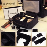 韩国防水收纳隔板专业化妆包黑色箱子大小容量化妆师跟妆包手提包