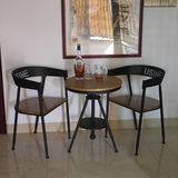 美式复古铁艺餐椅电脑椅子時尚休闲椅奶茶店咖啡厅椅创意软垫凳子