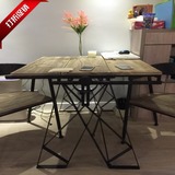 LOFT美式乡村铁艺做旧置物架 复古多功能伸缩变形折叠餐厅餐桌