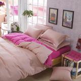 床单式被套学生宿舍上下铺1/0.9米床三件套 粉色纯色四件套2m双人
