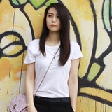 春夏女士短袖t恤学生上衣v领纯白色女装大码纯棉打底衫简约韩版潮