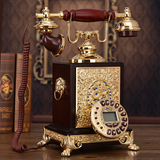 高档仿古电话机实木雕漆装饰电话摆设品创意中式礼品家用欧式座机