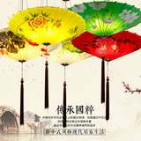 新中式手绘布艺伞灯 仿古典餐厅火锅店茶楼会所过道创意伞形灯笼