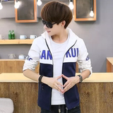 青少年印花夹克韩版男士外套2016春季新款修身学生卫衣棒球服薄潮