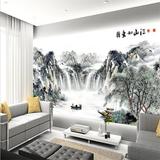 现代中式山水壁画江山如画水墨客厅沙发电视背景墙纸无缝整张壁纸