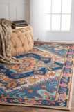 现代新古典欧式混搭客厅卧室样板房设计师几何纹花纹红色蓝色地毯