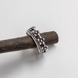 chiclife925纯银韩国复古泰银小花朵皇冠戒指开口食指女指环