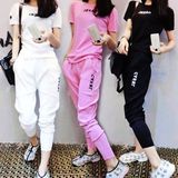 2016夏装新款韩版大码短袖t恤九分裤时尚休闲运动套装女两件套潮