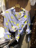 现货韩国正品女装代购新款香蕉印花可爱衬衣韩范长袖衬衫夏J6593