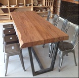 美式复古实木长方形简约铁艺餐桌办公桌会议书桌子工作台loft家具
