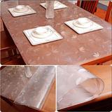 60*60环保进口软质玻璃水晶板磨砂防印透明桌布PVC茶几垫圆加厚